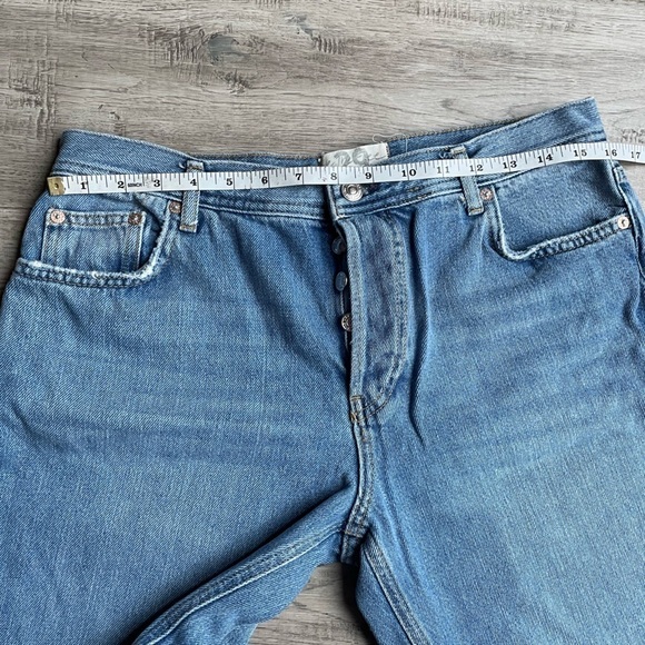 We The Free Oversized Wide Leg Jeans Frayed/Cropped Hem Medium Blue Cotton SZ 29 - Picture 12 of 13